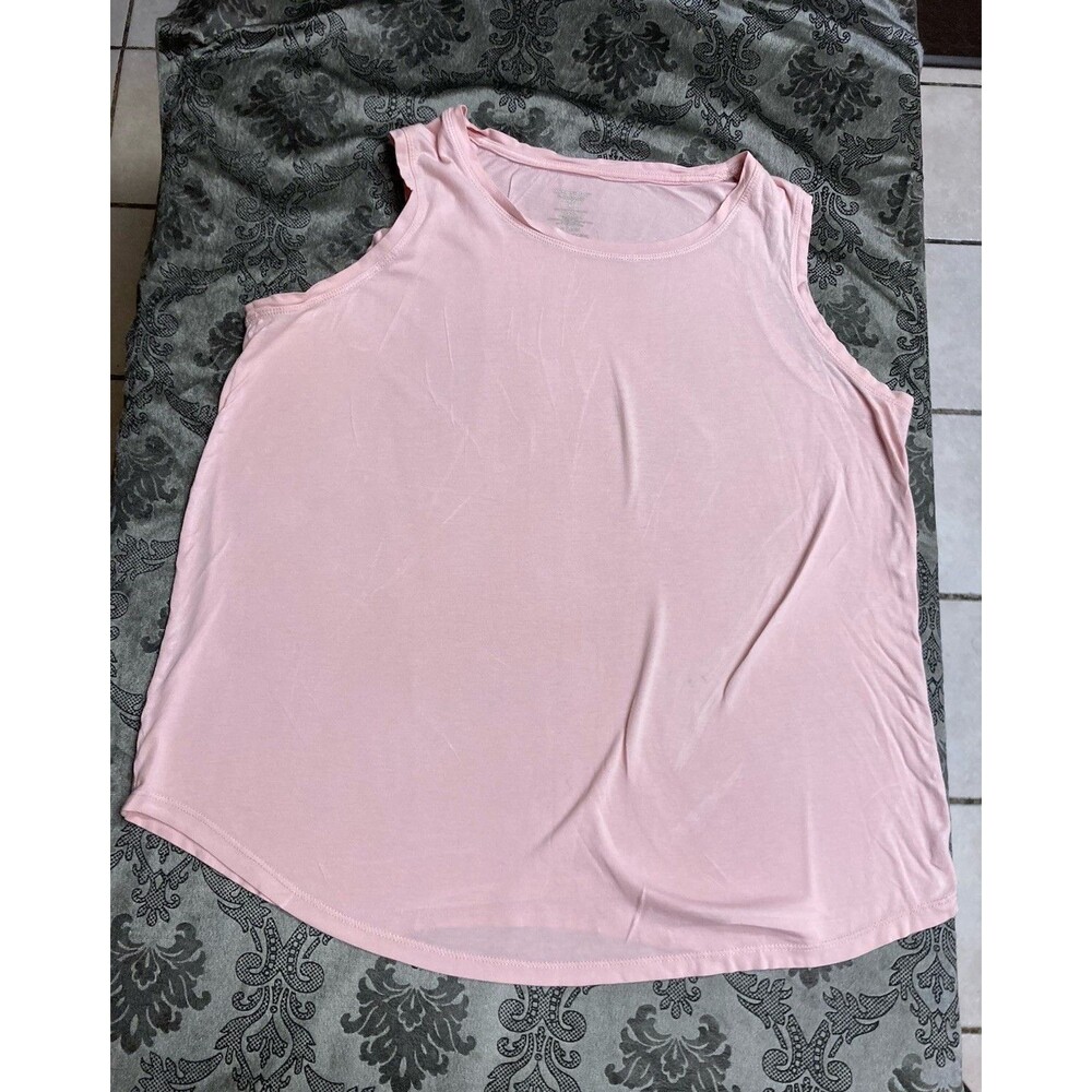 Member's Mark Women's Pink Solid Round Neck Sleeveless Knit Tank Top M Regular
